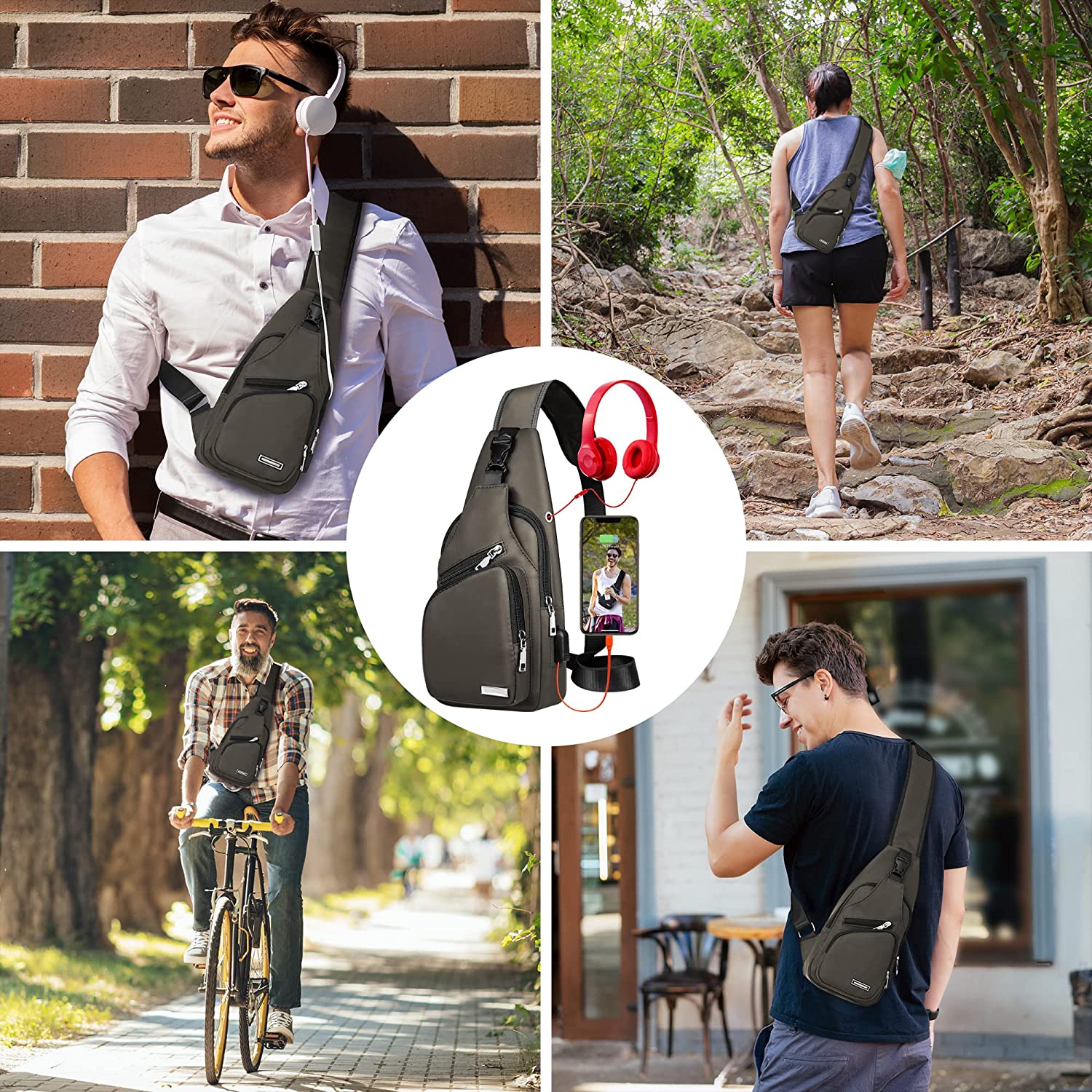 Waterproof Sling Bag Crossbody Backpack for Men Women Sling Backpack Hiking Daypack Multipurpose Cross Body Chest Bag - Image 5